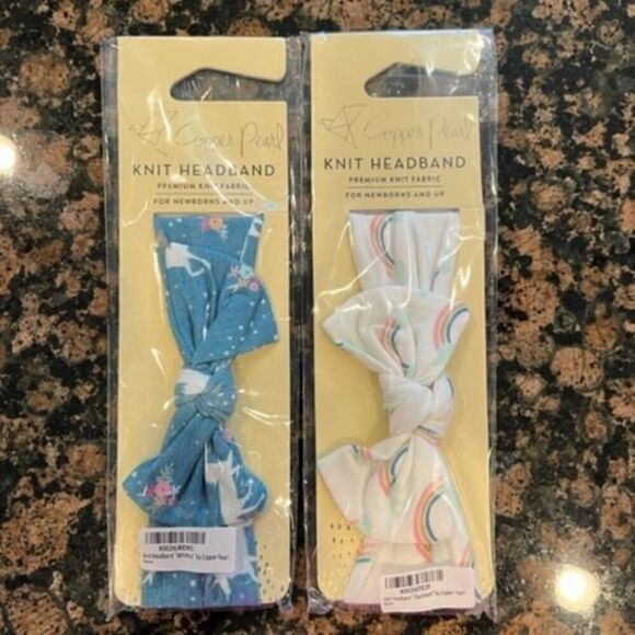 Other - Copper‎ Pearl Knit Headband Bows - 2pc Daydream and Whimsy